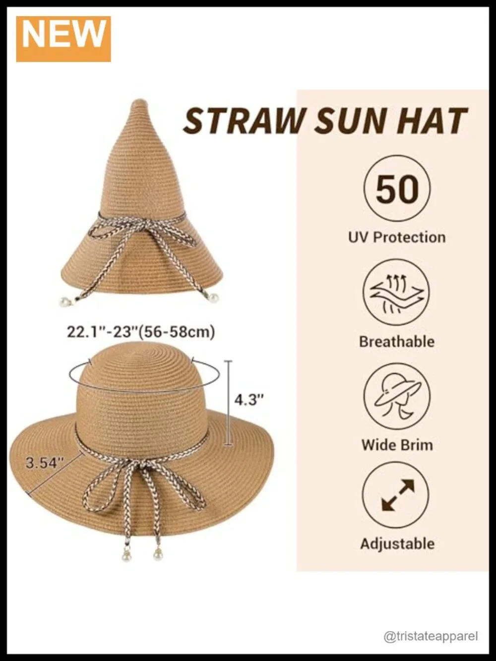 UPF 50+ Straw Sun Hat Women Wide Brim Packable Beach